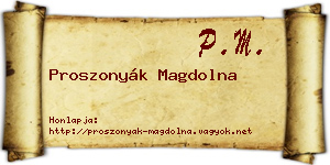 Proszonyák Magdolna névjegykártya